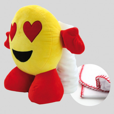 Peluche Smile Love con Plaid ricamato Rosso