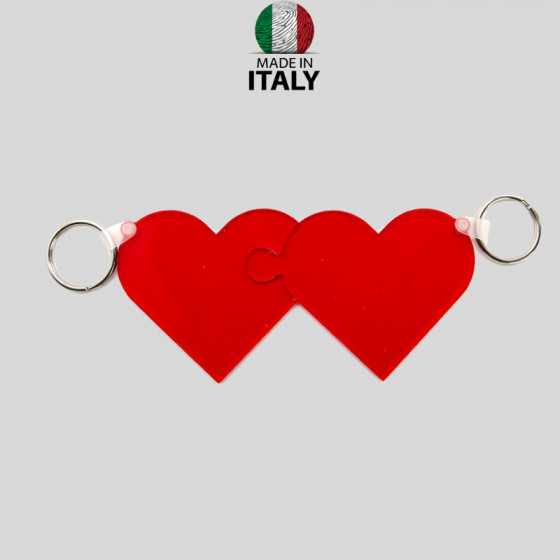 RED Double Heart Plexiglass Keychain 15x7.5 cm.