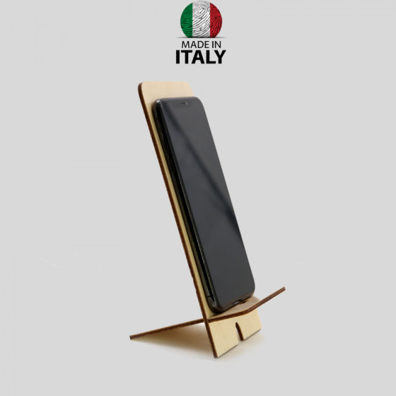 Mobile phone holder for table 9x20 cm. Wood