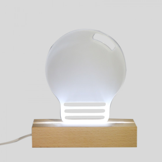 Base LED con Plexy Sublimatico forma LAMPADINA