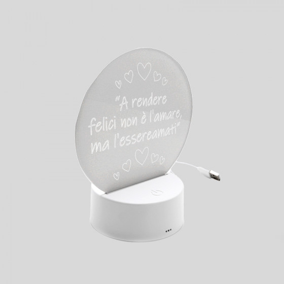 LED base with Transparent Plexy ROUND shape engraving 01 Ø 14 cm.