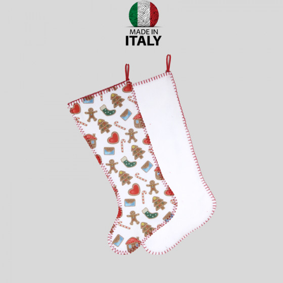 Fleece socks with red embroidery print back