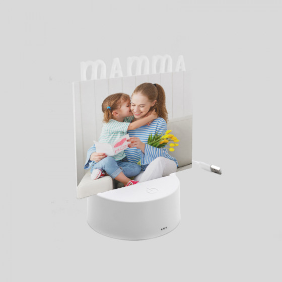 Base LED Multicolor con Plexy Sublimatico MAMMA 15x15 cm.