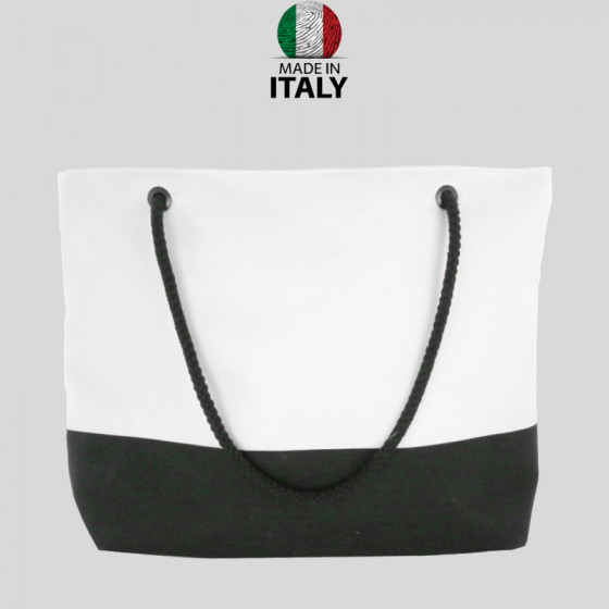 Borsa Beach BIANCA con fascia NERA 50x40 cm.