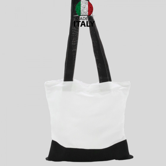 WHITE shopper 39X42 cm. with Handle and BLACK Band